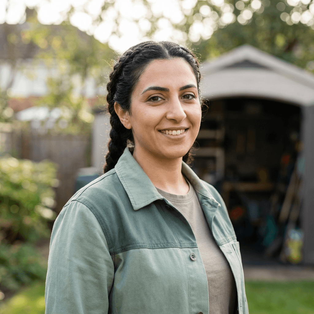 Female homeowner in her 30s, White, casual friendly appearance