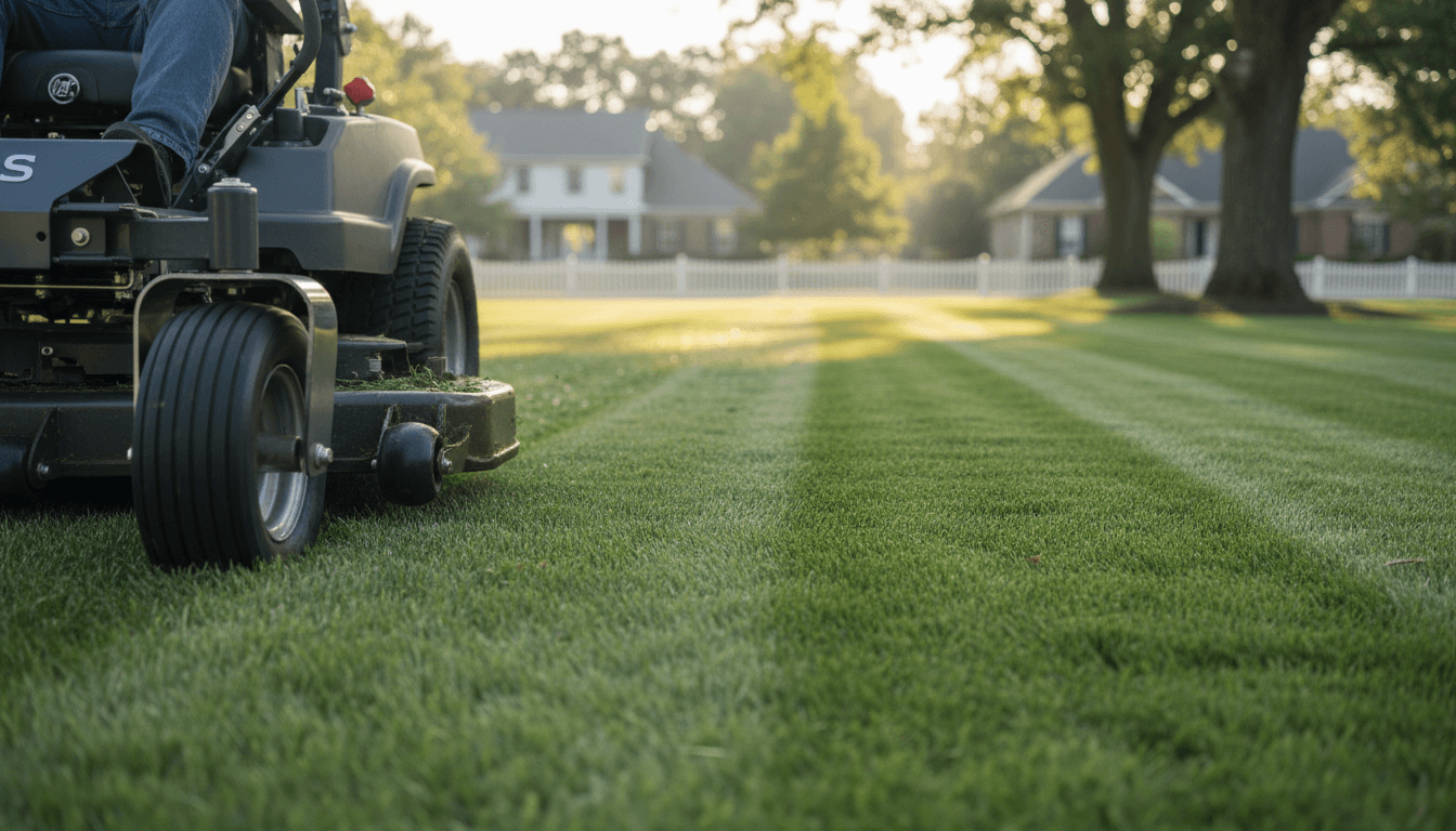 Lush green lawn with neat mowing stripes in Toronto